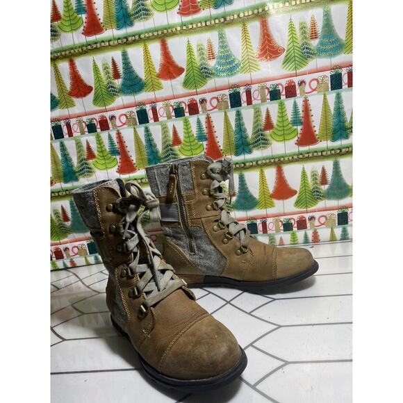 Sorel Major Carly Women's Major Combat Boots 6.5 Felt, Zip & Lace Up, Brown - Picture 2 of 11